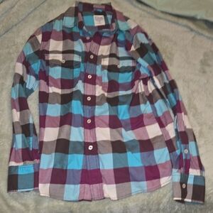 Mossimo Supply Co. Purple and Blue Plaid Shirt